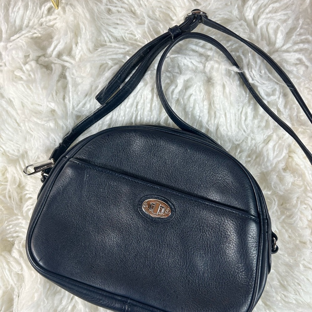 Talbots Navy Leather Crossbody, EUC - Picture 2 of 5